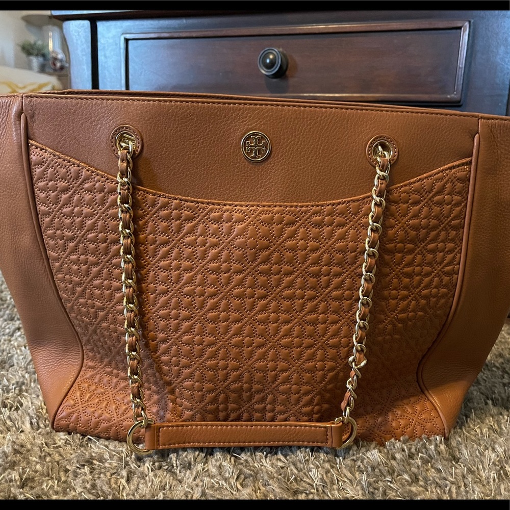 Tory Burch leather quilted tote